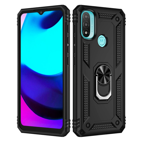 Páncélozott telefontok a Motorola Moto E20/E30/E40, Nox Case Ring, fekete