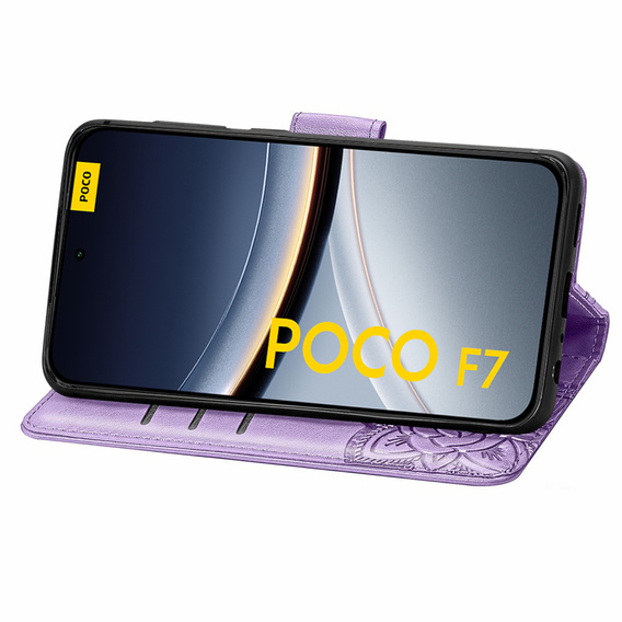 Pattintható tok a Xiaomi Poco F7, Butterfly, lila