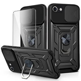 Páncélozott tok iPhone 16E, CamShield Slide, fekete + edzett üveg 9H