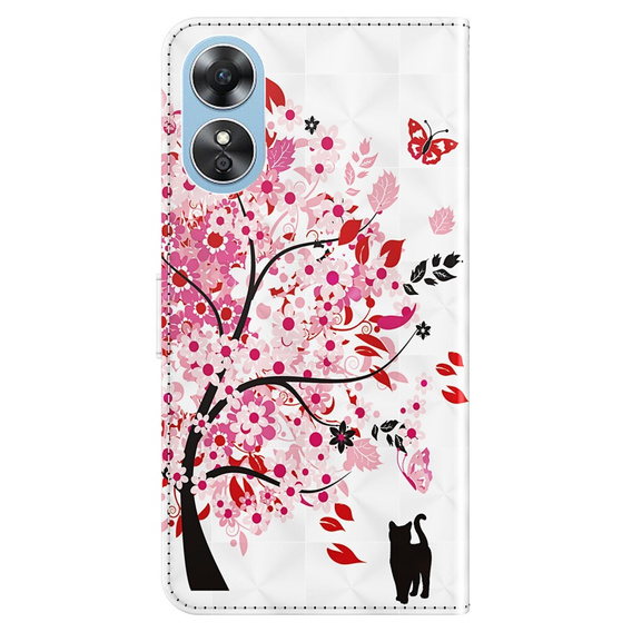 Pattintható tok a Oppo A17, Wallet Light Spots Decor, tree, fehér