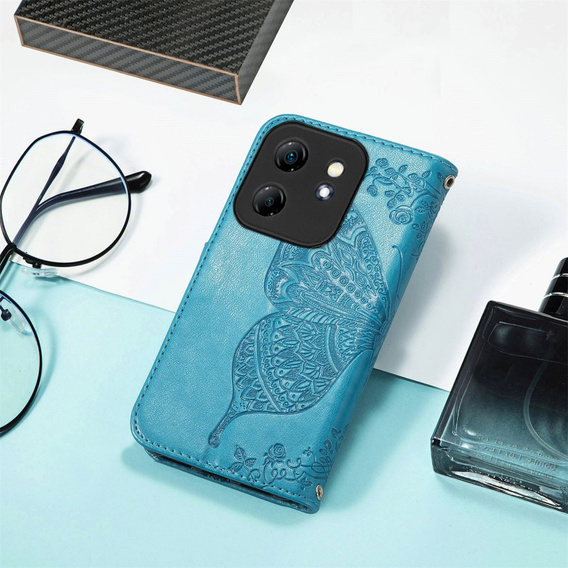 Pattintható tok a Infinix Hot 50i 4G, Butterfly, kék