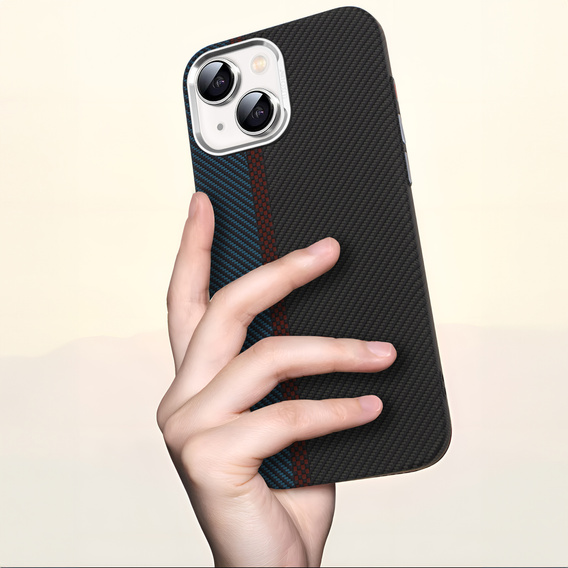 Tok iPhone 15, Carbon Fiber MagSafe, fekete / kék