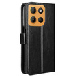 Pattintható tok a Motorola Moto G15 / Motorola Moto G15 Power, Crazy Horse Wallet, fekete