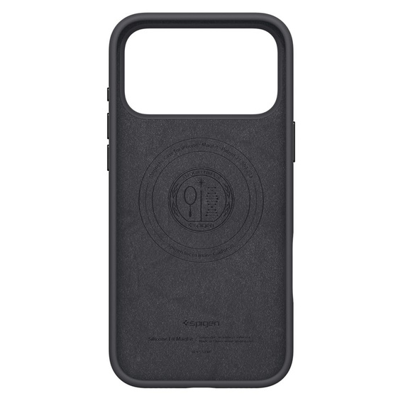 Spigen tok iPhone 17 Pro készülékhez, szilikonos MagSafe illeszkedés, fekete