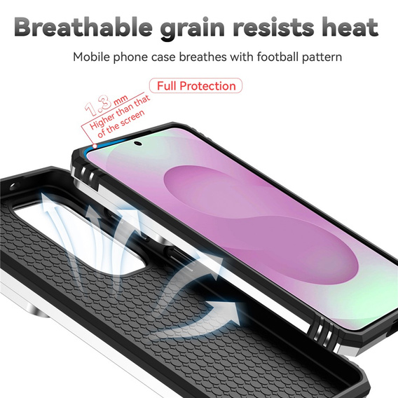 Páncélozott tok állvánnyal és objektívvédővel Samsung Galaxy S26 készülékhez, ezüst színű