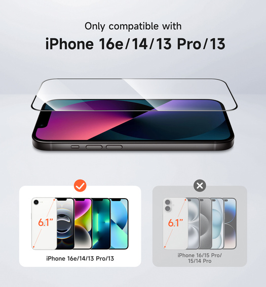 2x SURITCH edzett üveg iPhone 16e / 14 / 13 Pro készülékekhez