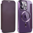 Pattintható tok a iPhone 13 Pro, RFID Wallet MagSafe CamShield, lila