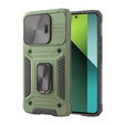 Páncélozott tok Xiaomi Redmi Note 13 Pro 5G, CamShield Slide, zöld + edzett üveg 9H