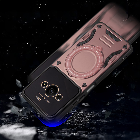 Páncélozott tok a Xiaomi Redmi A3 készülékhez, Magnetic Ring, rózsaszín