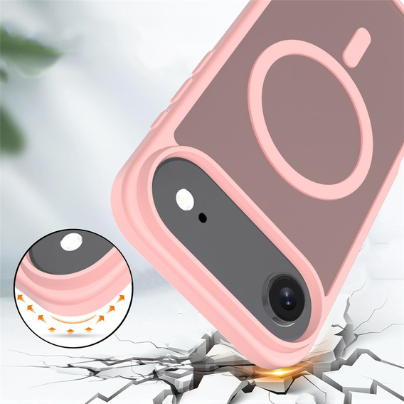 Matt tok iPhone Air készülékhez, MagSafe-hoz, áttetsző rózsaszínű