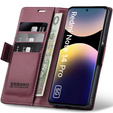 Tok Xiaomi Redmi Note 14 Pro+ 5G / Xiaomi Poco X7 5G / Xiaomi Redmi Note 14 Pro 5G, ERBORD Glossy Litchi, pénztárca patenttal, piros