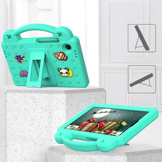 Gyermek tok Samsung Galaxy Tab A9, Cute Patterns, állvánnyal, zöld