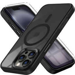 Tok iPhone 16 Pro Max-hoz, MagSafe, ERBORD Matt Case, átlátszó / fekete + képernyőüveg