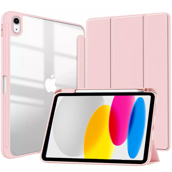 Tok iPad 10.9 2022 10 Gen, Smartcase Hybrid, tolltartó résszel, rózsaszín