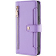 Pattintható tok a Honor Magic5 Lite, Wallet Zipper Pocket, lila