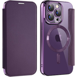 Pattintható tok a iPhone 15 Pro, RFID Wallet MagSafe CamShield, lila
