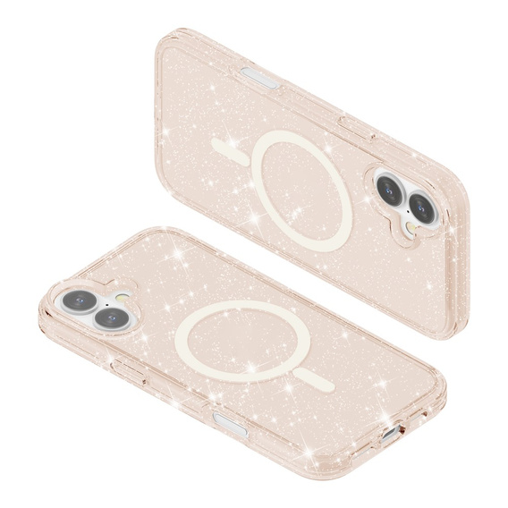 Tok iPhone 17 készülékhez, MagSafe, csillogó, áttetsző arany színű