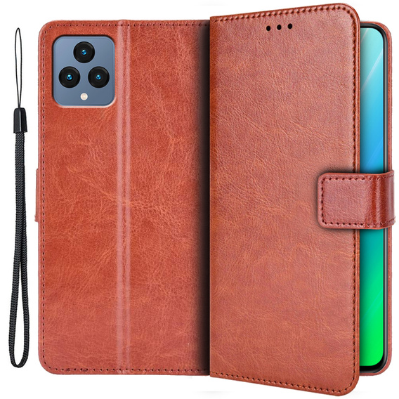 Pattintható tok a T Phone 5G, Crazy Horse Wallet, barna