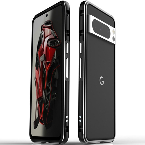 Tok Google Pixel 8 Pro, Armor Bumper, lencsevédővel, fekete / ezüst