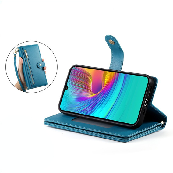 Pattintható tok a Samsung Galaxy A36 5G, Wallet Zipper Pocket, kék