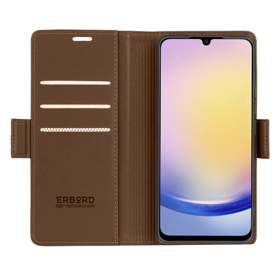 tok Samsung Galaxy A15 4G / 5G, ERBORD Fényes Litchi, flip pénztárca + 9H edzett üveg