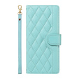 Flap tok iPhone 16E, Rhombus Crossbody Leather, zöld