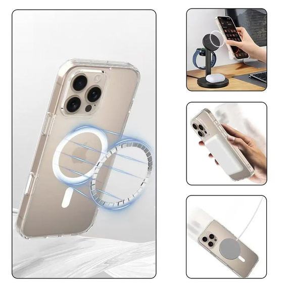 ERBORD MagSafe tok iPhone 16 Pro-hoz, aktív gomb, átlátszó + üveg a képernyőhöz