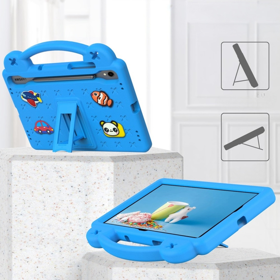 Gyermek tok Samsung Galaxy Tab S7/S8/S9, Cute Patterns, állvánnyal, kék