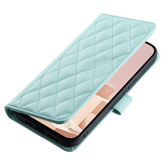 Flap tok iPhone 16 Pro Max, Rhombus Crossbody Leather, zöld