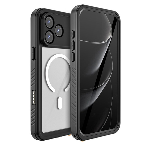 Redpepper tok iPhone 17 Pro Max készülékhez, IP68 vízálló, MagSafe-hoz, átlátszó, fekete oldallapokkal