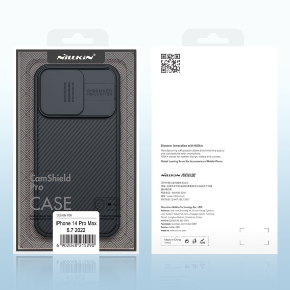 Tok iPhone 14 Pro, páncélozott Nillkin, CamShield Pro, fekete