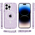 Telefontok a iPhone 14 Pro, Dropproof MagSafe Glitter, lila