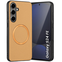 Telefontok a Samsung Galaxy S24 FE, Leather Hybrid MagSafe, arany