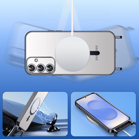 Tok Samsung Galaxy S25+ Plus, Electro MagSafe, fekete + nyaklánc