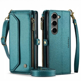 Tok CASEME Samsung Galaxy S24 FE, RFID Leather Wallet, vállpánttal, zöld