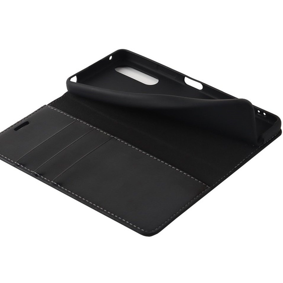 Pattintható tok a Sony Xperia 10 IV, Split Leather Wallet, fekete