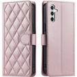 Flap tok Samsung Galaxy A16, Rhombus Crossbody Leather, rózsaszín rose gold
