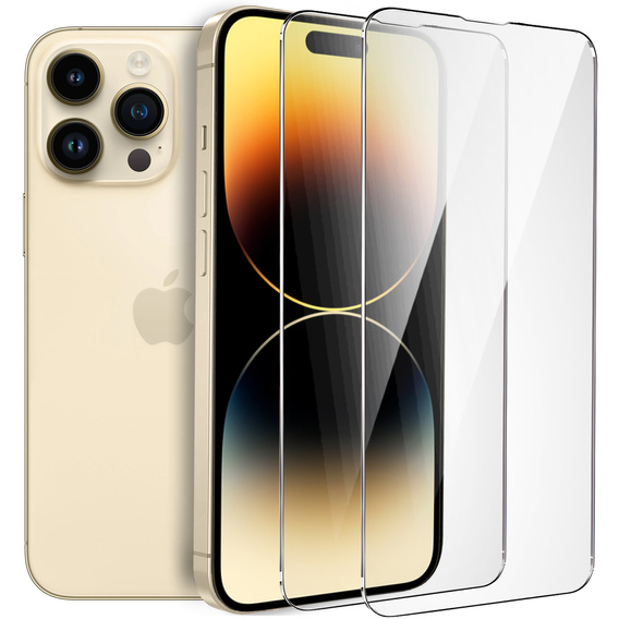 2x edzett üveg a iPhone 14 Pro Max, ERBORD 9H Hard Glass a képernyőn