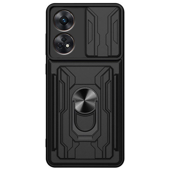 Páncélozott tok a Oppo A98 5G, Camera Slide Card Slot, fekete