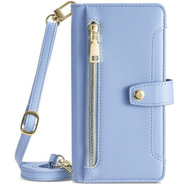 Pattintható tok a iPhone 14 Pro, Wallet Zipper Pocket, kék