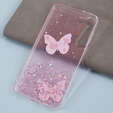 Tok Samsung Galaxy S24, Glitter Butterfly, rózsaszín