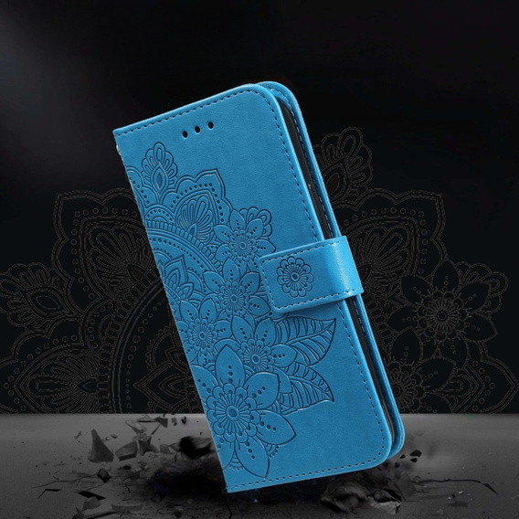 Pattintható tok a Samsung Galaxy A14 4G/5G, Mandala Flower, kék