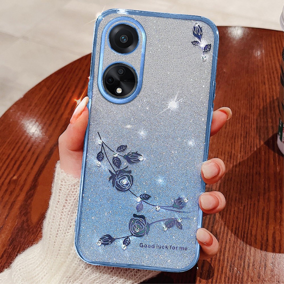 tok Oppo A78 4G, csillogó virág, kék