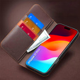 QIALINO bőr pénztárca flip tok iPhone 17 Pro készülékhez - barna