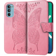 Pattintható tok a Motorola Moto G52 / G82 5G, Butterfly, rózsaszín