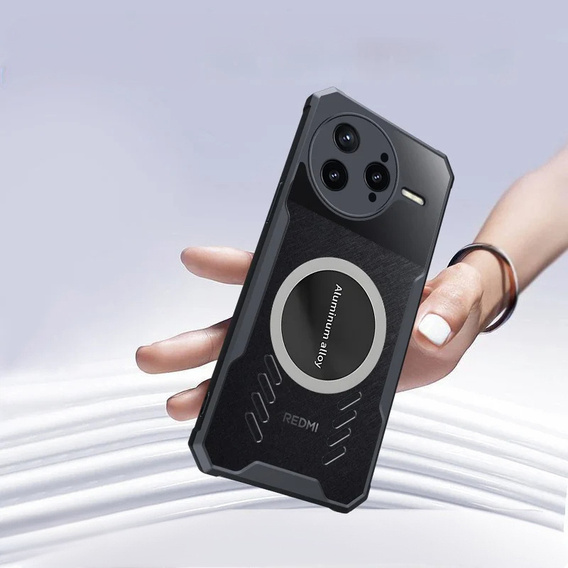 Tok Xiaomi Poco F7 Ultra, mágneses lemezzel, átlátszó / fekete