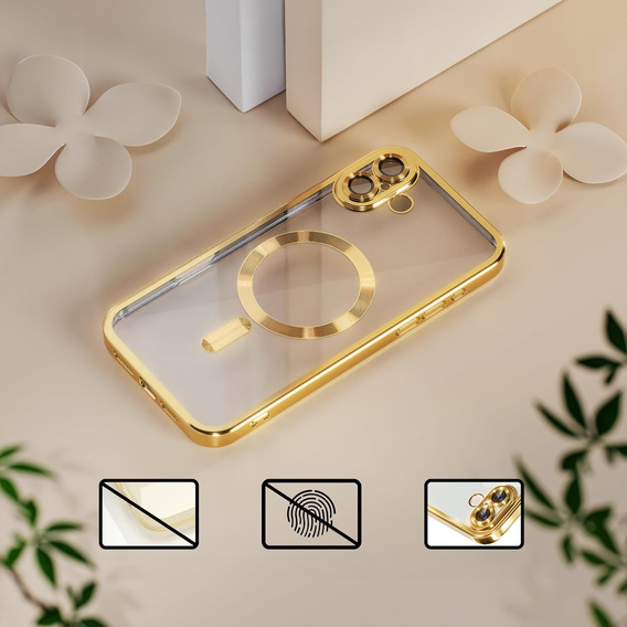 Tok iPhone 16 Plus-hoz, Electro MagSafe, arany + üveg a képernyőhöz