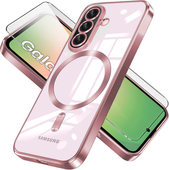 Tok Samsung Galaxy A56-hoz, Electro MagSafe, rózsaszín rose gold + üveg a képernyőhöz