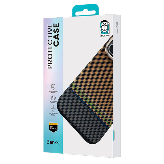 BENKS Kevlar Magnetic Armor Pro Prestige 600D Y065 tok MagSafe aktív gombbal az iPhone 16 Pro készülékhez