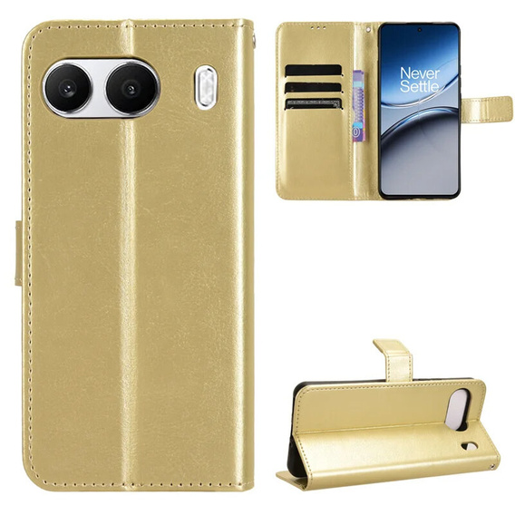 Pattintható tok a OnePlus Nord 4, Crazy Horse Wallet, arany
